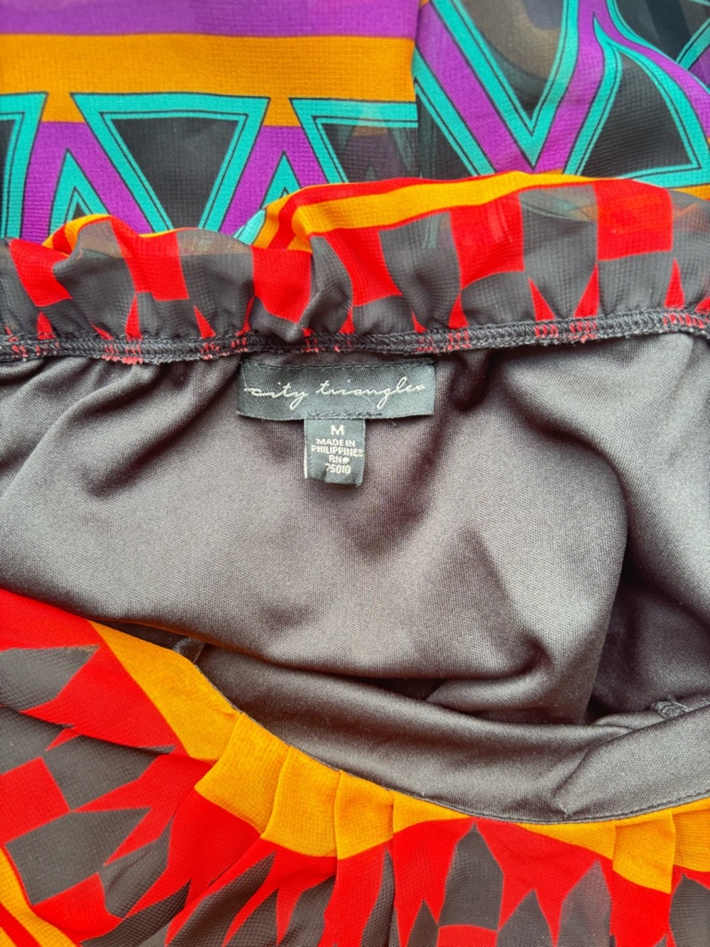 City Triangles Red, Orange, Purple & Teal Geometric Maxi Dress Like New - Picture 11 of 16